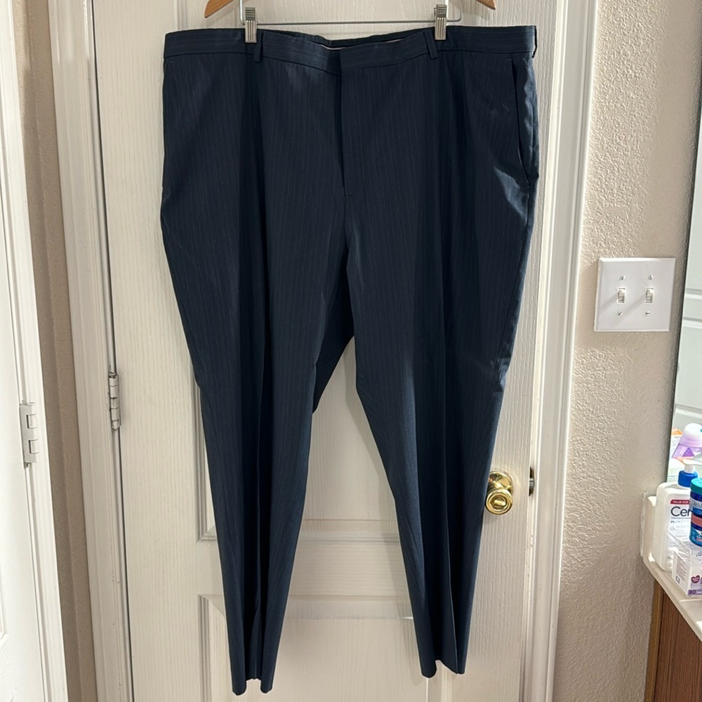 Men’s Perry Ellis Dress Slacks - Dark Blue/Fine Pinestripe